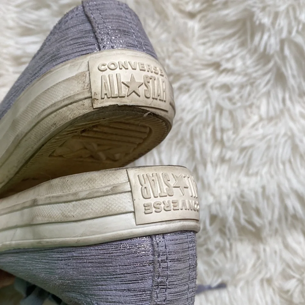 Converse All Star Purple Silver Lace Up Low Cut Sneakers Girl’s Size 11